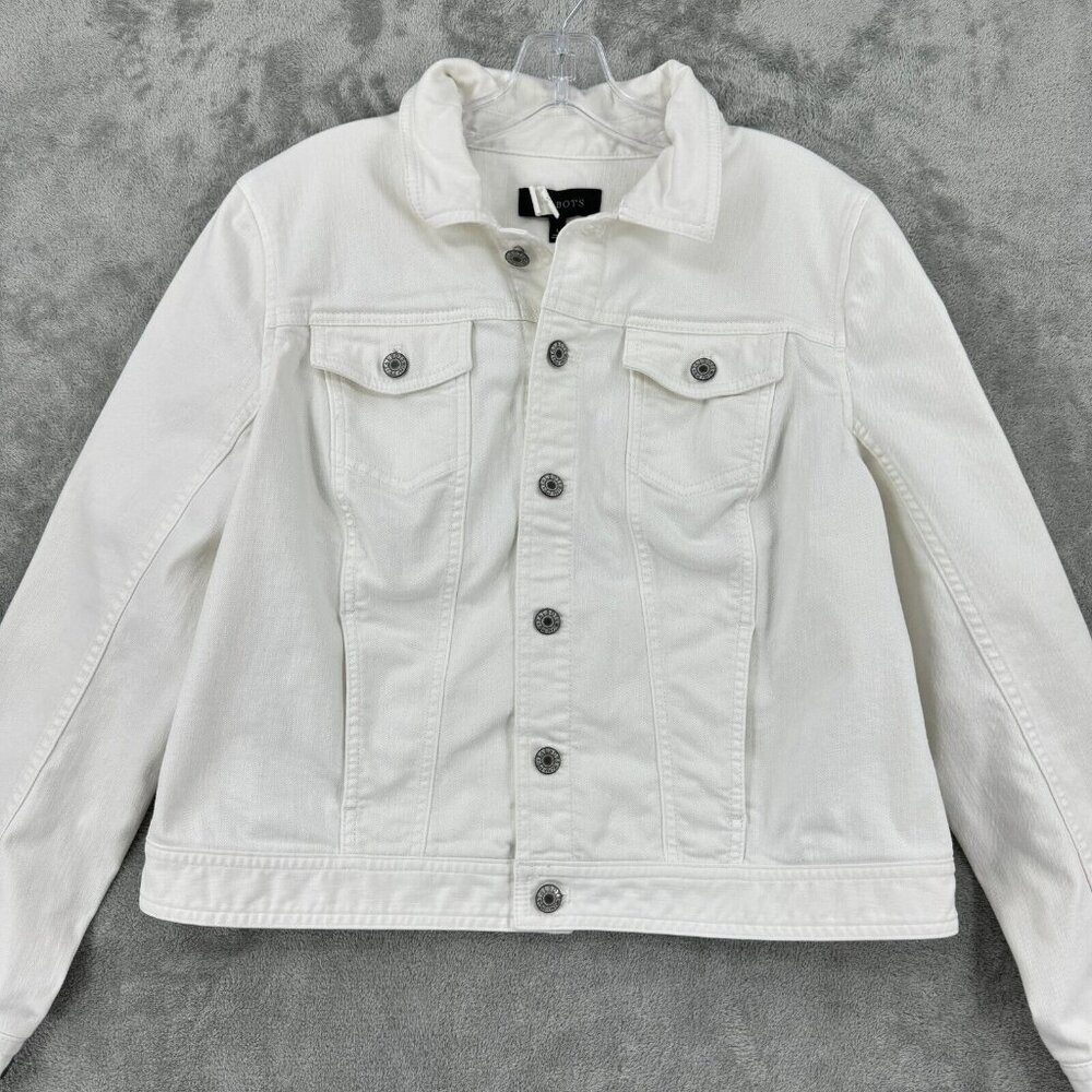 Talbots Jacket Large Denim Pockets Stretch Denim Pockets Casual Minimalist White